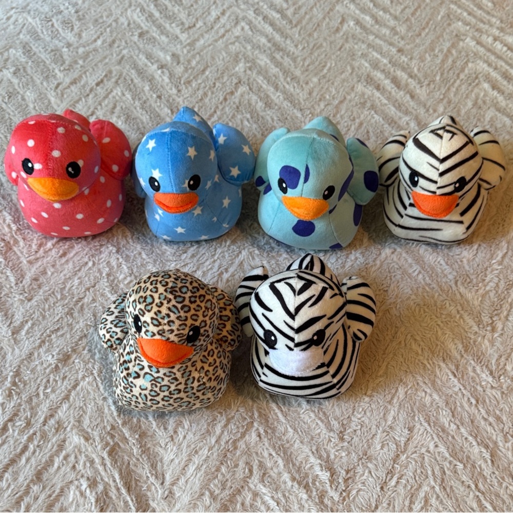 Set of 6 Patterned Plush Ducks NWOT